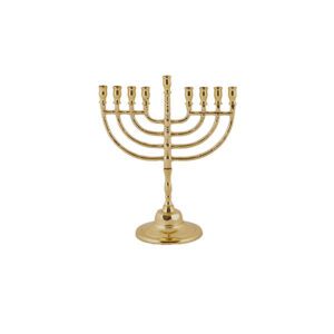חנוכייה קלאסית בצבע נחושת דגם עיגולים - 20 ס"מ