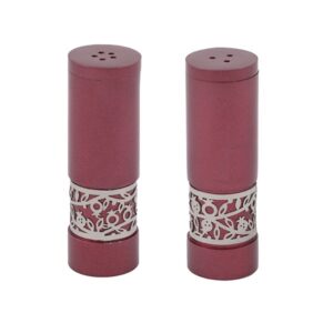 מלחיה לשבת - מגזרת רימונים בצבע כסוף על רקע בורדו