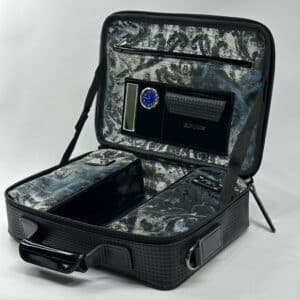 Tallit and Tefillin Case Made of Genuine Leather, Two-Tone External and Inside Luxurious Fabric in Shades of Blue