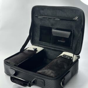 Genuine Leather Tallit and Tefillin Bag, Reversible Exterior with Fur-Trimmed Pockets