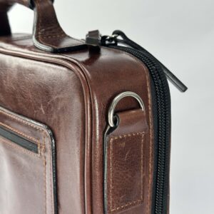 Genuine Leather Smooth Tallit and Tefillin Case in Brown Color