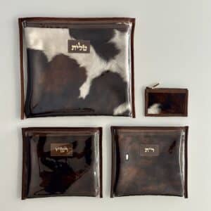 Genuine Leather Tallit and Tefillin Case with Fur