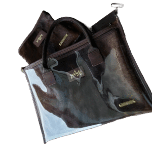 Case for Tallit and Tefillin made of Genuine Leather with Fur, Strap, and Carrying Handles
