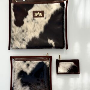 Genuine Leather Tallit and Tefillin Case with Fur