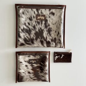 Genuine Leather Talit and Tefillin Case with Fur