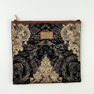 Genuine Leather Tallit Case with Luxurious Fabric in Gold and Black Shades