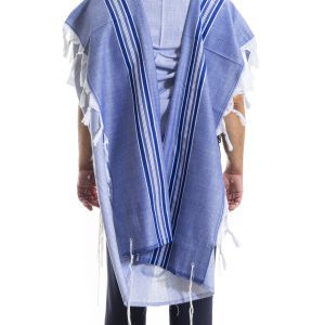 טלית מהודרת מצמר בגוונים כחולים