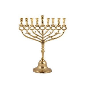חנוכייה קלאסית בצבע נחושת דגם רימונים- 30 ס"מ