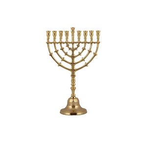 חנוכייה קלאסית בצבע נחושת דגם עלים- 22 ס"מ