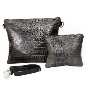 Set of Genuine Leather Tallit and Tefillin Cases – "Croco-Black" Exclusive Model